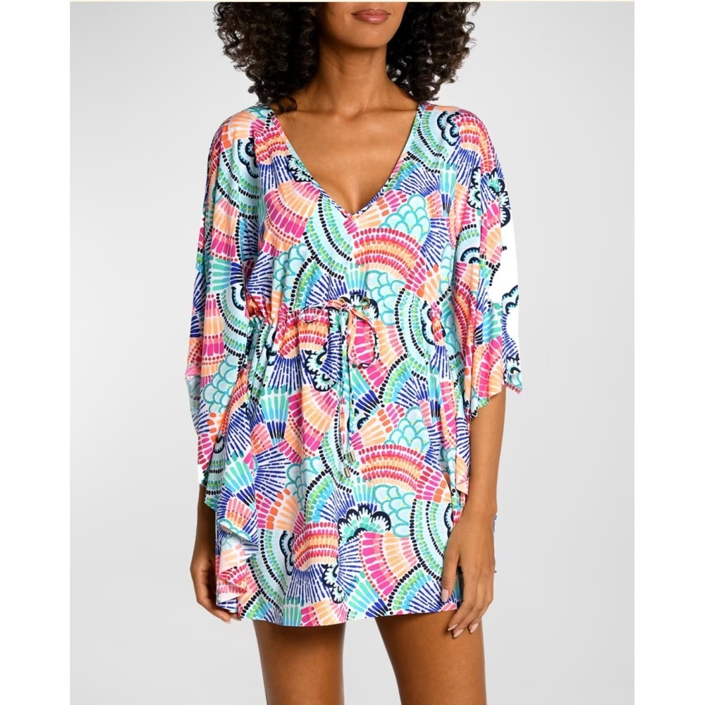 NWT La Blanca Geometric Print V-Neck Swim Cover-Up Size M